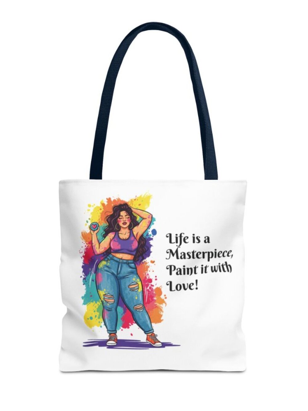 NWT Inspirational "Life Is a Masterpiece, Paint It with Love" Tote Bag 16" x 16"